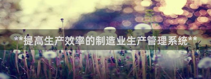 彩神v8平台正规吗知乎：**提高生产效率的制造业生产管理系统**