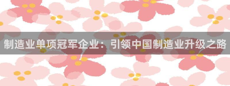 彩神购彩购彩大厅入口v：制造业单项冠军企业：引领中国制造业升
