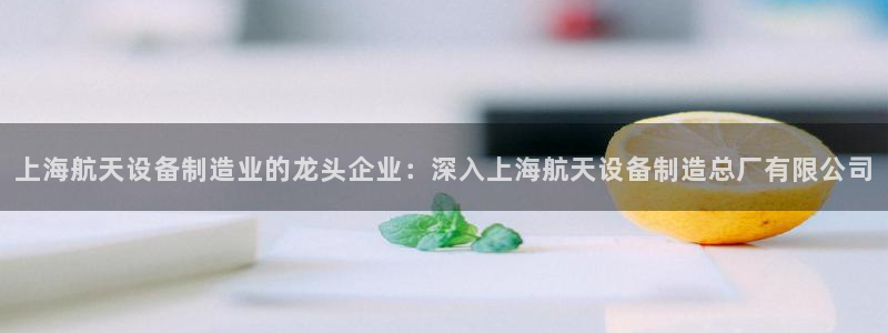 彩神网能赚钱是怎么回事：上海航天设备制造业的龙头企业：深入上海航天设备制造总厂有限公司